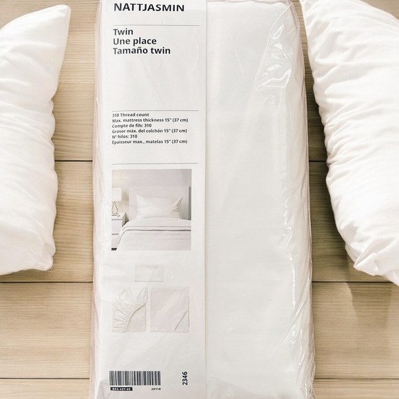 IKEA NATTJASMIN 310 Thread Count White Twin Sheet Set - Picture 1 of 3